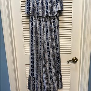 Justify Blue and White Striped Jumpsuit